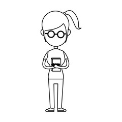 funny character girl student school people vector illustration