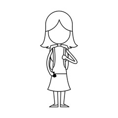 funny character girl student school people vector illustration