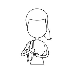 funny character girl student school people vector illustration