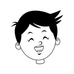 head face boy smiling character line vector illustration