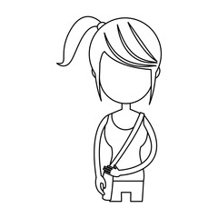 funny character girl student school people vector illustration