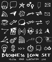 Business set sketch vector ink doodle on chalkboard eps10