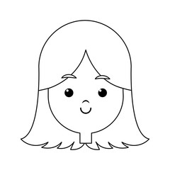 portrait pretty little girl happy outline vector illustration