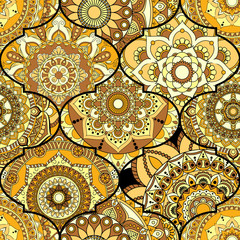 Patchwork pattern. Vintage decorative elements. Hand drawn background. Islam, Arabic, Indian, ottoman motifs. Perfect for printing on fabric or paper.