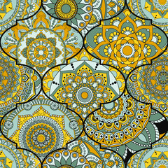 Patchwork pattern. Vintage decorative elements. Hand drawn background. Islam, Arabic, Indian, ottoman motifs. Perfect for printing on fabric or paper.