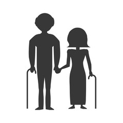 elder couple silhouette vector icon illustration design graphic