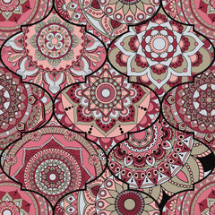 Patchwork pattern. Vintage decorative elements. Hand drawn background. Islam, Arabic, Indian, ottoman motifs. Perfect for printing on fabric or paper.