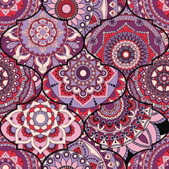 Patchwork pattern. Vintage decorative elements. Hand drawn background. Islam, Arabic, Indian, ottoman motifs. Perfect for printing on fabric or paper.