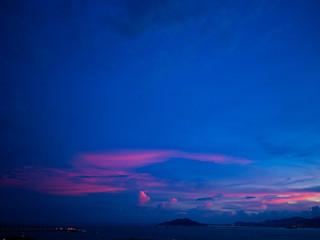Naklejka na ściany i meble dark blue sky sunset over Penang island