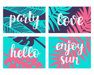 Summer tropical theme. Hand lettering