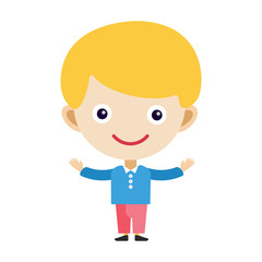 Boy portrait fun happy young expression cute teenager cartoon character little kid flat vector illustration.