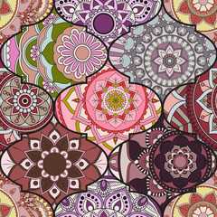 Patchwork pattern. Vintage decorative elements. Hand drawn background. Islam, Arabic, Indian, ottoman motifs. Perfect for printing on fabric or paper.
