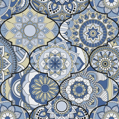Patchwork pattern. Vintage decorative elements. Hand drawn background. Islam, Arabic, Indian, ottoman motifs. Perfect for printing on fabric or paper.