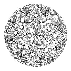 chakra mandala icon symbol, flower floral, vector hand drawn, illustration design concept sign