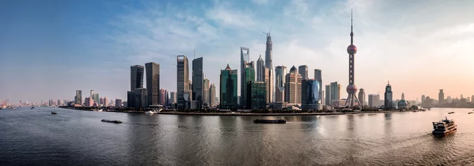 Foto op Aluminium De skyline van Shanghai overdag © Daco