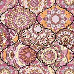 Patchwork pattern. Vintage decorative elements. Hand drawn background. Islam, Arabic, Indian, ottoman motifs. Perfect for printing on fabric or paper.