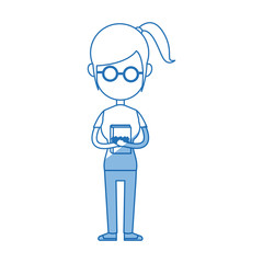 character girl student people line vector illustration