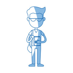 avatar boy student portrait image vector illustration