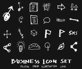 Fototapeta premium Business set sketch vector ink doodle on chalkboard