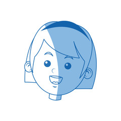 happy face girl character people young vector illustration