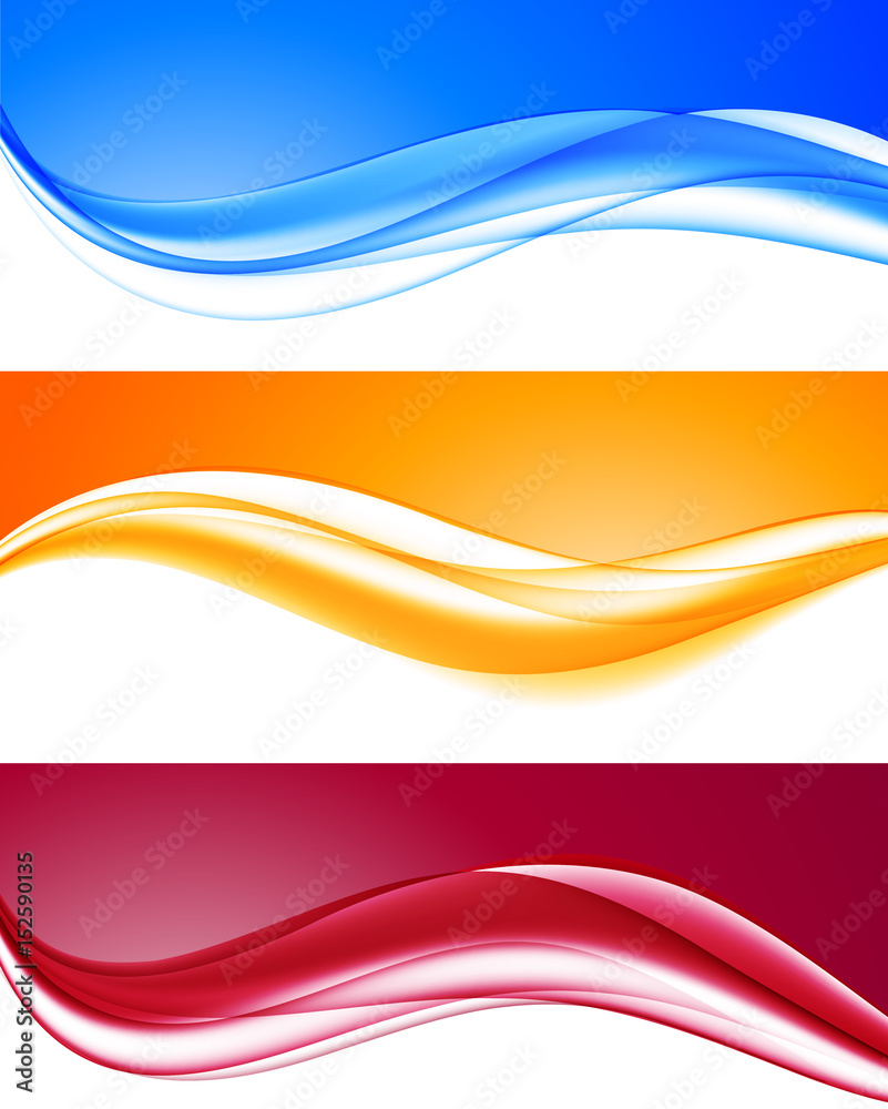 Poster abstract dynamic colorful wavy backgrounds set