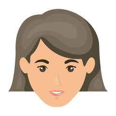 white background of smiling woman face with gray short hair vector illustration