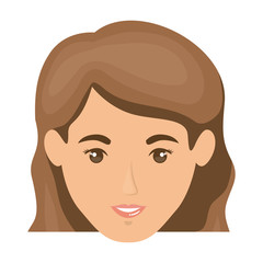 white background of smiling woman face with light brown wavy hair vector illustration