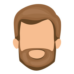 white background of faceless man with light brown hair and beard vector illustration