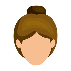 white background of faceless woman with light brown collected hair vector illustration