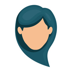 white background of faceless woman with dark blue long hair vector illustration