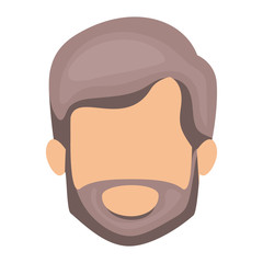 white background of faceless man with hair and beard gray vector illustration