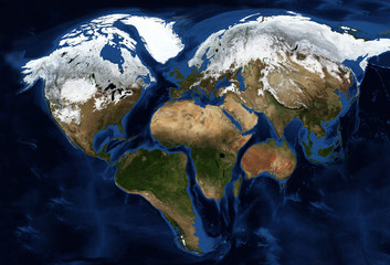 Continents of the earth in the shape of a heart - Elements of this image are furnished by NASA