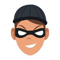 face hacker man character technology crime vector illustration