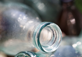 The throat of a glass bottle