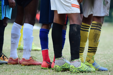 Soccer player are standing 