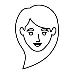 monochrome contour of smiling woman face with long hair vector illustration