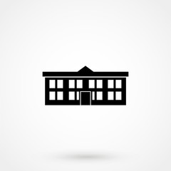 Classical school building flat icon.