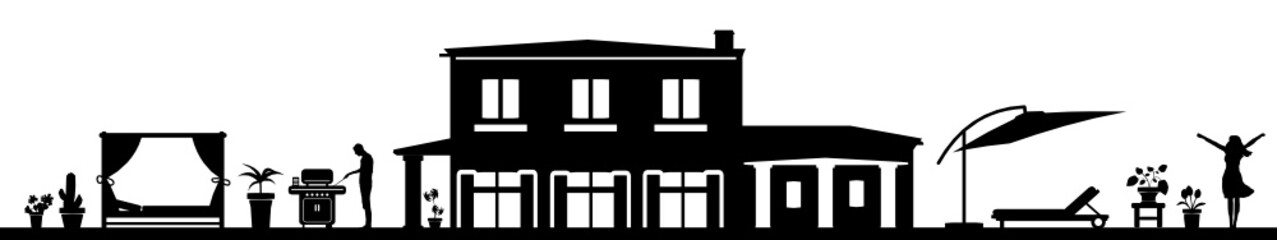 Silhouette Finca am Wasser