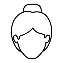 monochrome contour of faceless woman with collected hair vector illustration