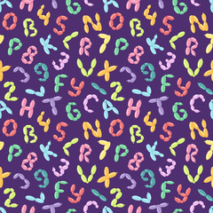 Balloon alphabet font letters symbols vector set cartoon seamless pattern background