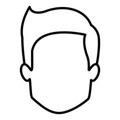 monochrome contour of young faceless with short hair vector illustration