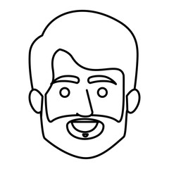 monochrome contour of smiling elderly man face with short hair and beard vector illustration