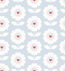 seamless floral pattern with hearts