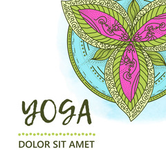 Vintage template design vector illustration of international yoga day. Oriental pattern, vector illustration. Islam, Arabic Indian turkish motifs