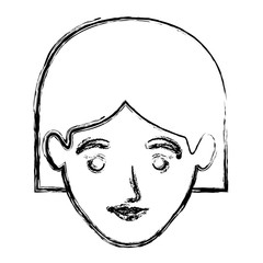 monochrome blurred silhouette of smiling woman face with short hair vector illustration