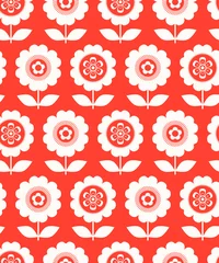  naadloos retro patroon met bloemen en bladeren © orangeberry