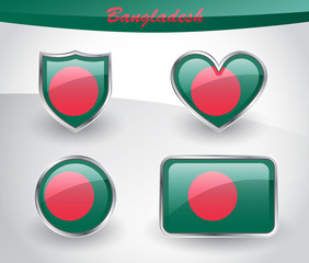 Glossy Bangladesh flag icon set