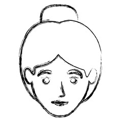 monochrome blurred silhouette of smiling woman face with collected hair vector illustration