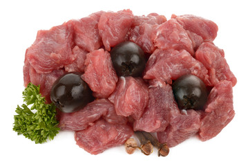 beef on a white background
