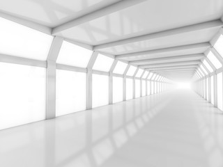 Abstract modern architecture background, empty white open space interior. 3D rendering